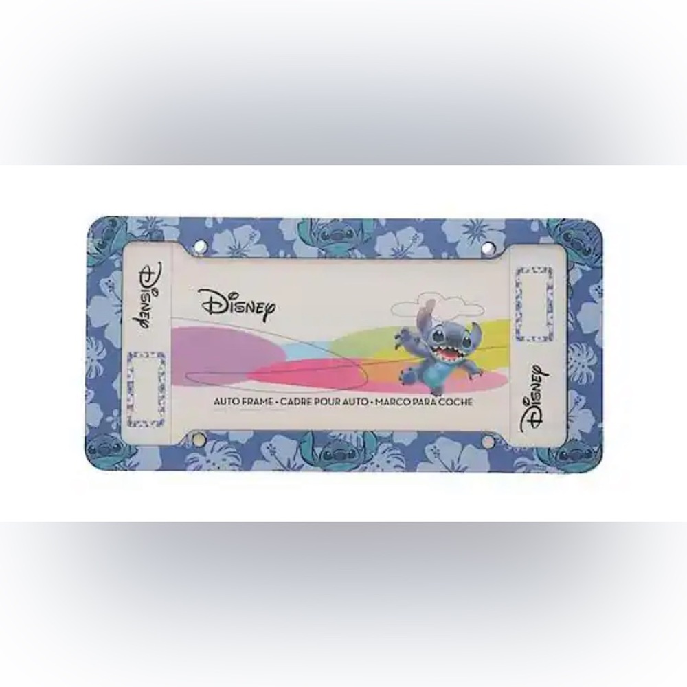 Disney Stitch Hibiscus Blue Plastic License Plate Frame